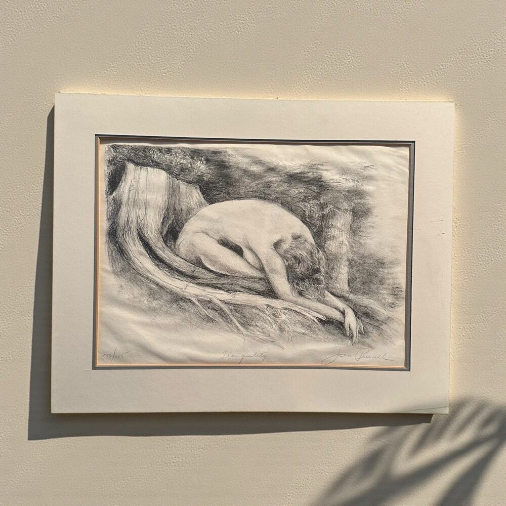 Vtg Joan Purcell Tranquility Charcoal Lithograph Signed Numbered Artwork 14x18"